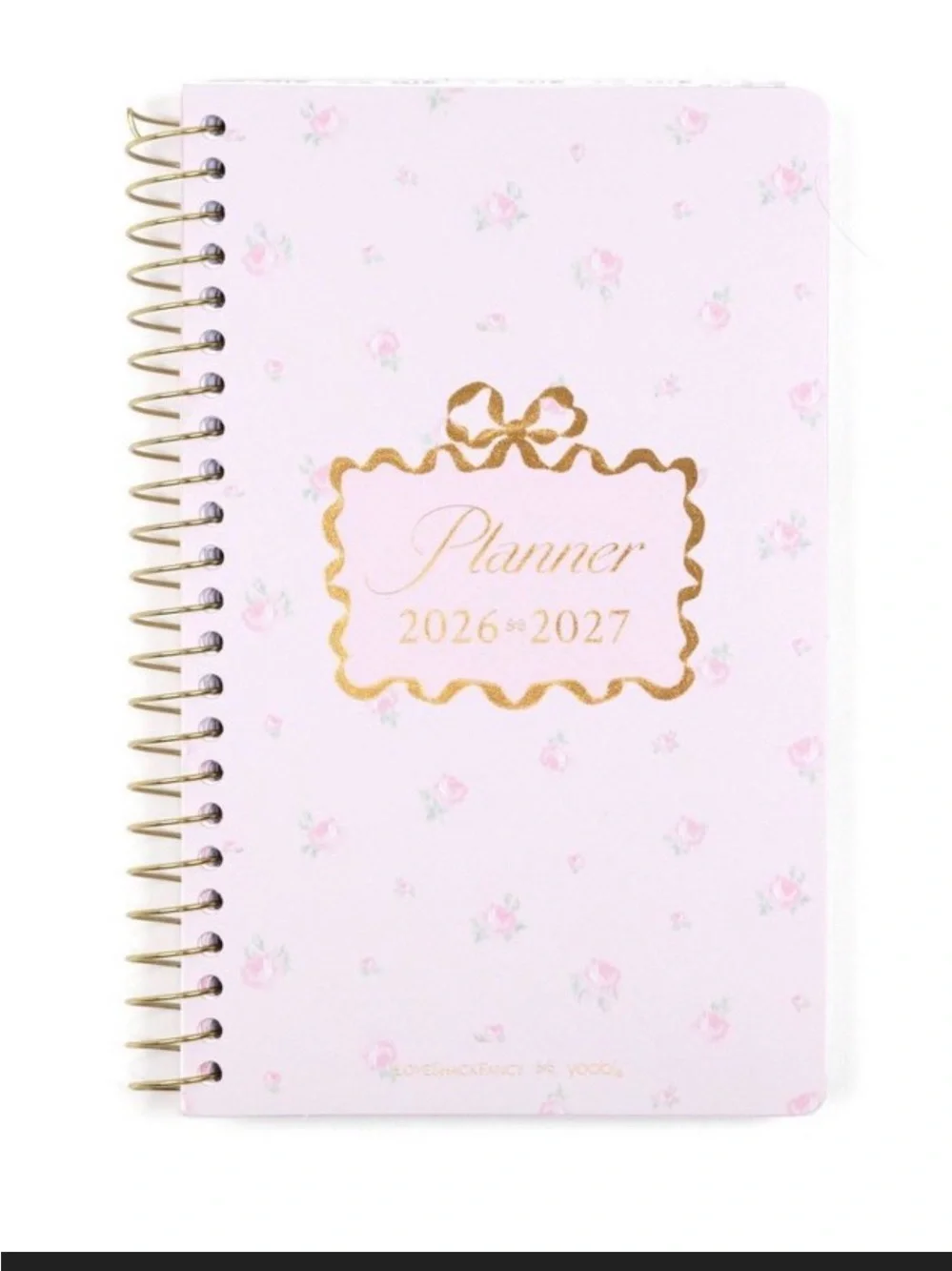 Loveshackfacy x yoobi 2026-2027 Pink Floral Spiral Planner with Gold Foil